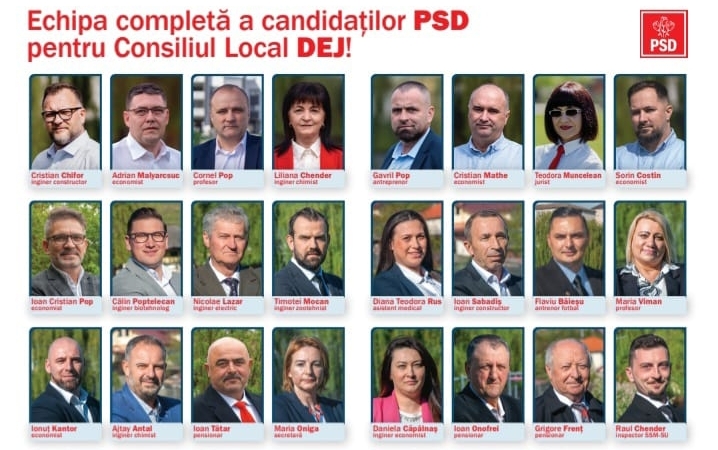 Noi, cei 24 de candidați social-democrați, venim din inima Dejului și vrem să redăm orașului strălucirea pe care o merită
